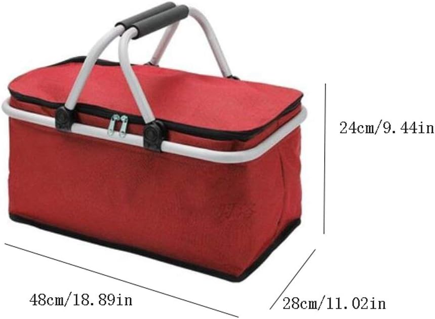 ピクニックバッグ ポータブルピクニックバスケット 折りたたみ式断熱バスケット 屋外での新鮮さの維持 アイスパック ポータブルテイクア
