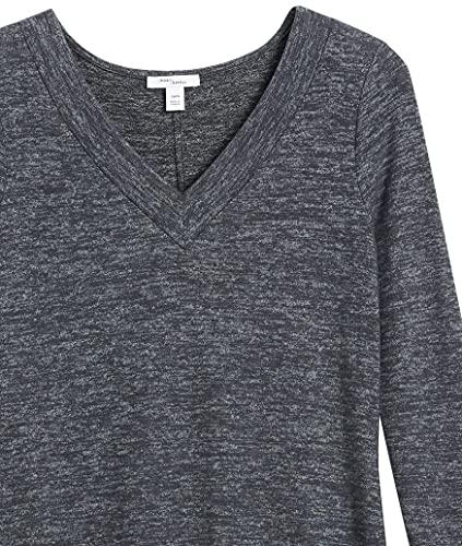 Amazon Brand - Daily Ritual Women's Cozy Knit Half-Sleeve V-Neck Dress, Black Marl, Medium - Image 5