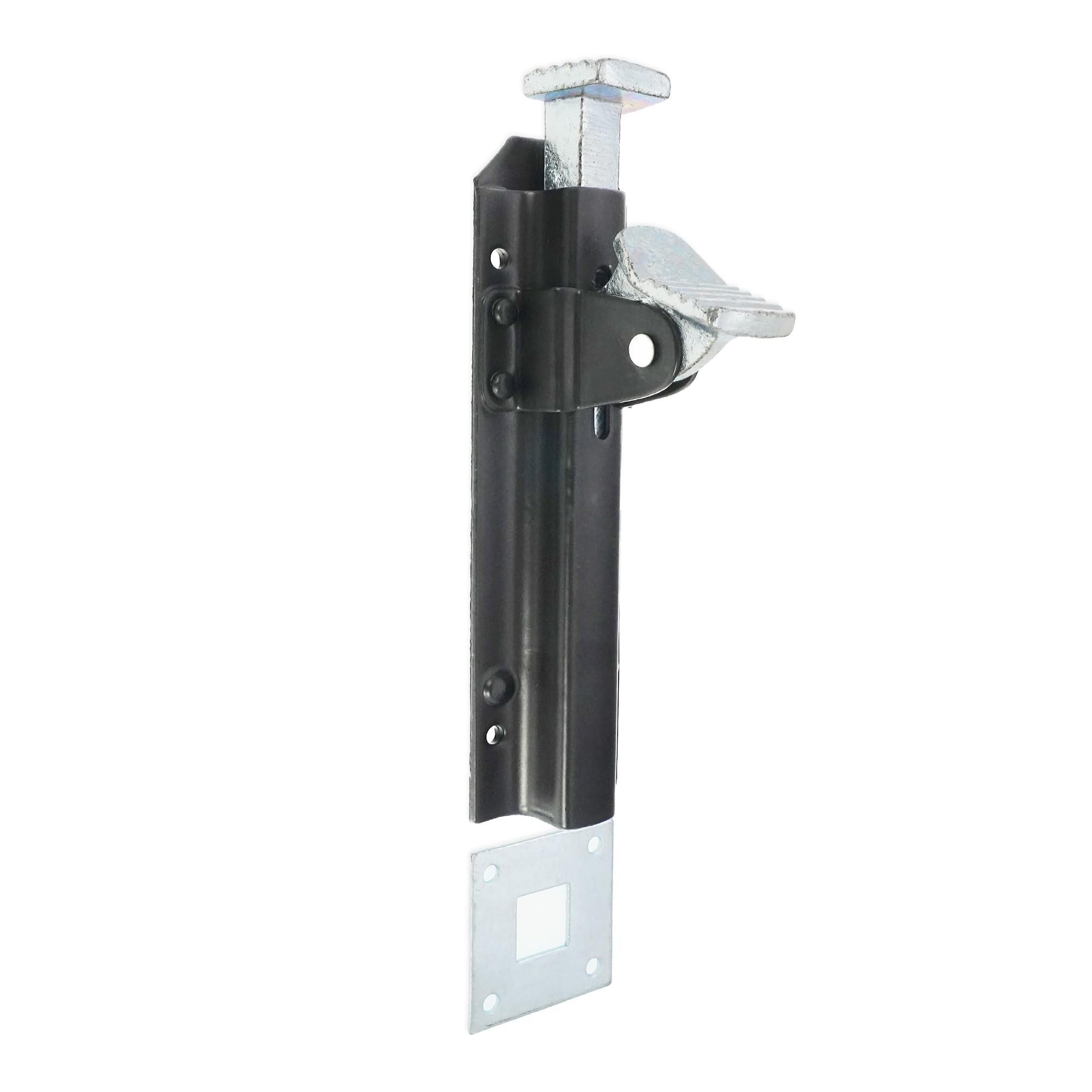 Garden Gate Accessories Metal Fixing Latch T Hinges Spring Closer Bolt Black (Iron Foot Bolt)