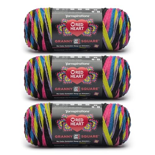 Image of Red Heart All in One Granny Square Neon Lights 3 Pack of 250g Yarn
