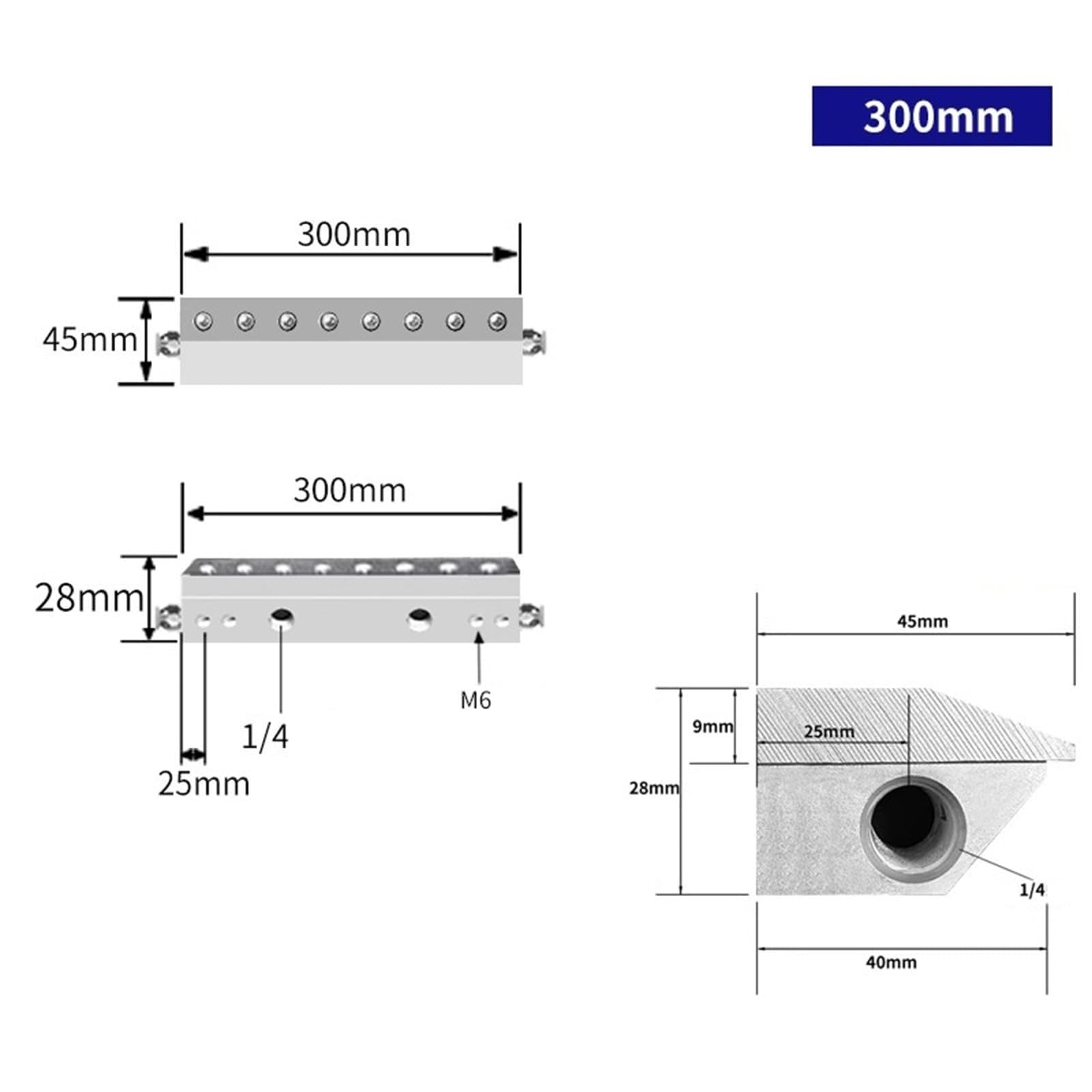 Soplador de cuchillo de aire para eliminación de polvo, hoja de soplado de aleación de aluminio con rosca de 1/4 pulgadas, uso de línea de producción industrial, compatible con compresor