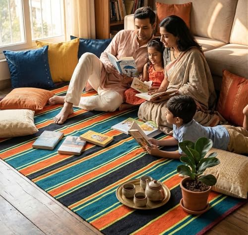 Image of BSB HOME Modern Striped Area Rug - Vibrant Multicolor Living Room Carpet, Soft Plush Floor Mat, Contemporary Home Decor Accent, Durable Non-Slip, 8.6 x 5.8 ft (262 x 177 cm) (Multicolor)