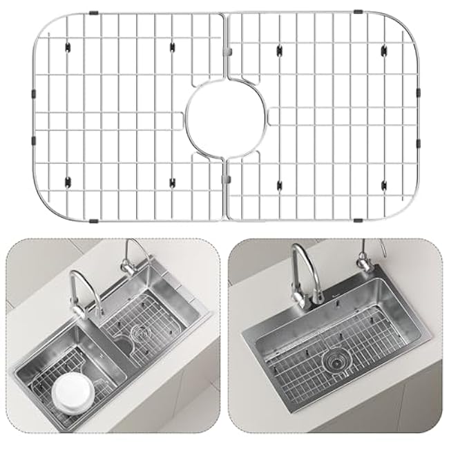 Sink Protector Stainless Steel 26 x 14 ¨C Rectangular Extra Large Sink Grid for Kitchen Sink Bottom, Rust-Resistant Drainage Rack with Scratch Prevention Centered Drain