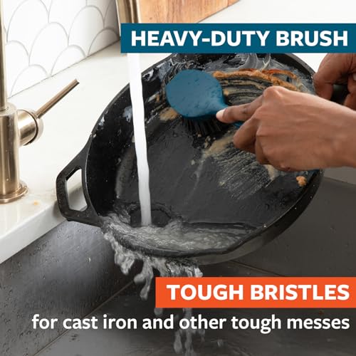 Image of Full Circle Clean Ocean, Variety Dish Brush Pack - Dish Brush, Bottle Brush, and Heavy-Duty Scrub Brush - Sustainably Made 100% from Recycled Ghost Fishing Nets, Safe for Cast Iron & Nonstick