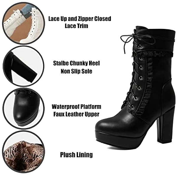 Dames blokkeren hakken zij zipperplatform cosplay midden kalf laarzen mode zoete kant lolita prinses warme laarsjes,Roze,40 EU