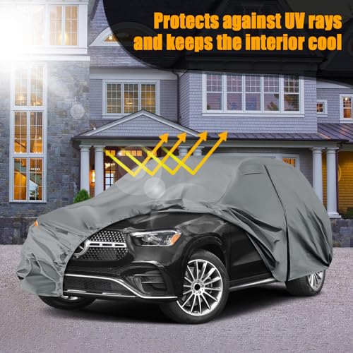 Image of Waterproof Premium Car Covers Replace for 2006-2025 Mercedes Benz ML /GLE 280 300 320 350, 10 Layers Heavy Duty All Weather Car Cover with Zipper Door, Windproof Bands for Snow Rain Dust Protection