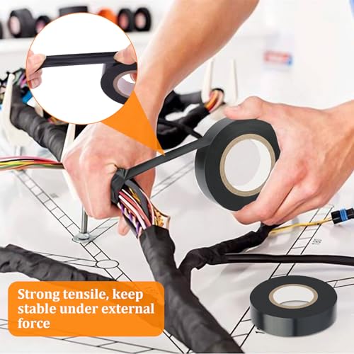Image of 6 Pack Black Electrical Tape, 66 Ft Waterproof Electric Tape Black | High Temperature for Repairs, Adhesive, Insulating Electrical Tape for Home Outdoor, Electrical Tools and Accessories