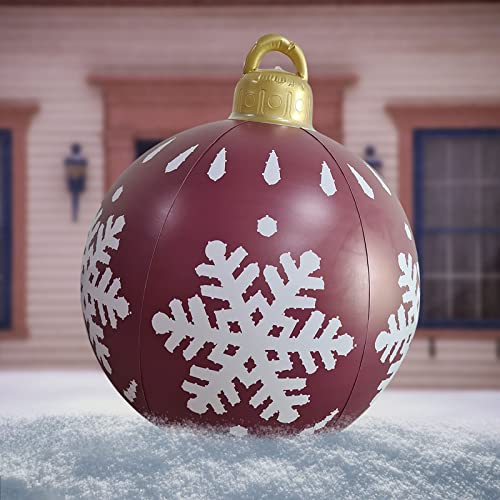 Bola inflável gigante de Natal – 60 cm para decoração de casa ao ar livre, bola de Natal inflável de