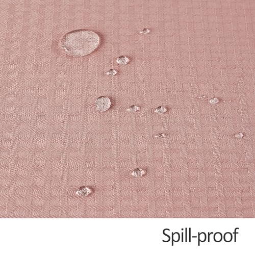 Image of maxmill Tablecloth Weaved Texture Stain Resistant Waterproof, Wrinkle Resistant Washable Table Cloth, Fabric Table Cover for Dining Room, Indoor Outdoor Use, Rectangle 70 x 120 Inch, Pale Blush