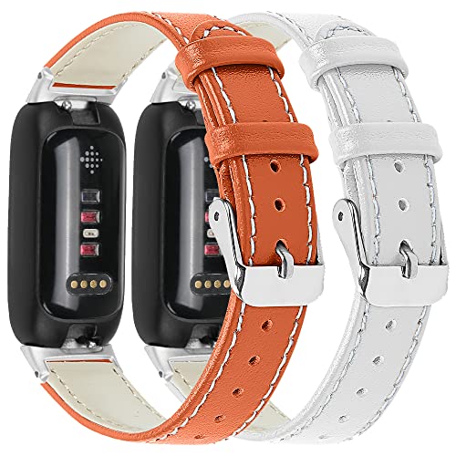 FitTurn 2PACK Leather Bands Compatible for Fitbit Inspire 3 Classic Wristbands Accessories Strap...