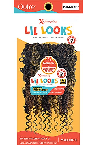 Outre X Pression Lil Looks Crochet Braid BUTTERFLY PASSION TWIST 8″ (3-PACK, 2)