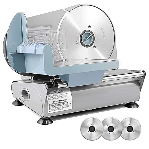 Meat Slicer for Home Use, Sophinique Electric Deli Food Slicer with 3 Removable 7.5’’ Stainless Steel Blades, 150W Adjustable Thickness Slicer Machine for Meat, Cheese, Bread and Fruit (3 Blades)