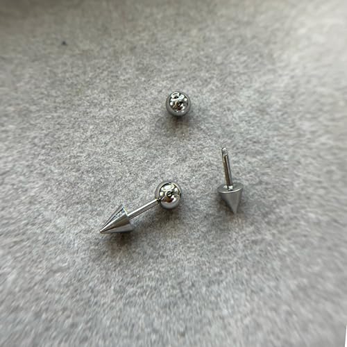 16G 14G 2PCs Silver Spike and Ball Cartilage Earring, Silver Spike Helix Piercing Jewelry, Spike Helix Earring, Cartilage Earring, Industrial Barbell4