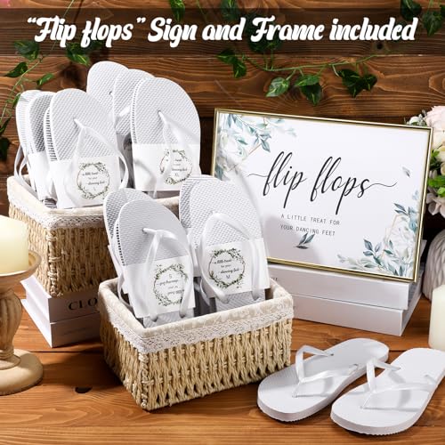 Zoooyawn 48 Pairs Flip Flops Bulk for Wedding Guest Wholesale Wedding Sandals Hotel Slippers with Cards Sign2