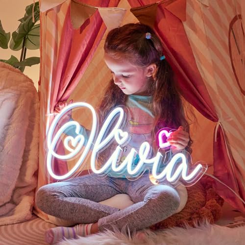 Custom Neon Signs,Personalized Neon Name Sign for Wedding Bedroom Birthday Christmas Party Game Room Home Wall Decor Bar Salon Business Logo Congrats Gifts Led Neon Light Sign (1 Line Text (10