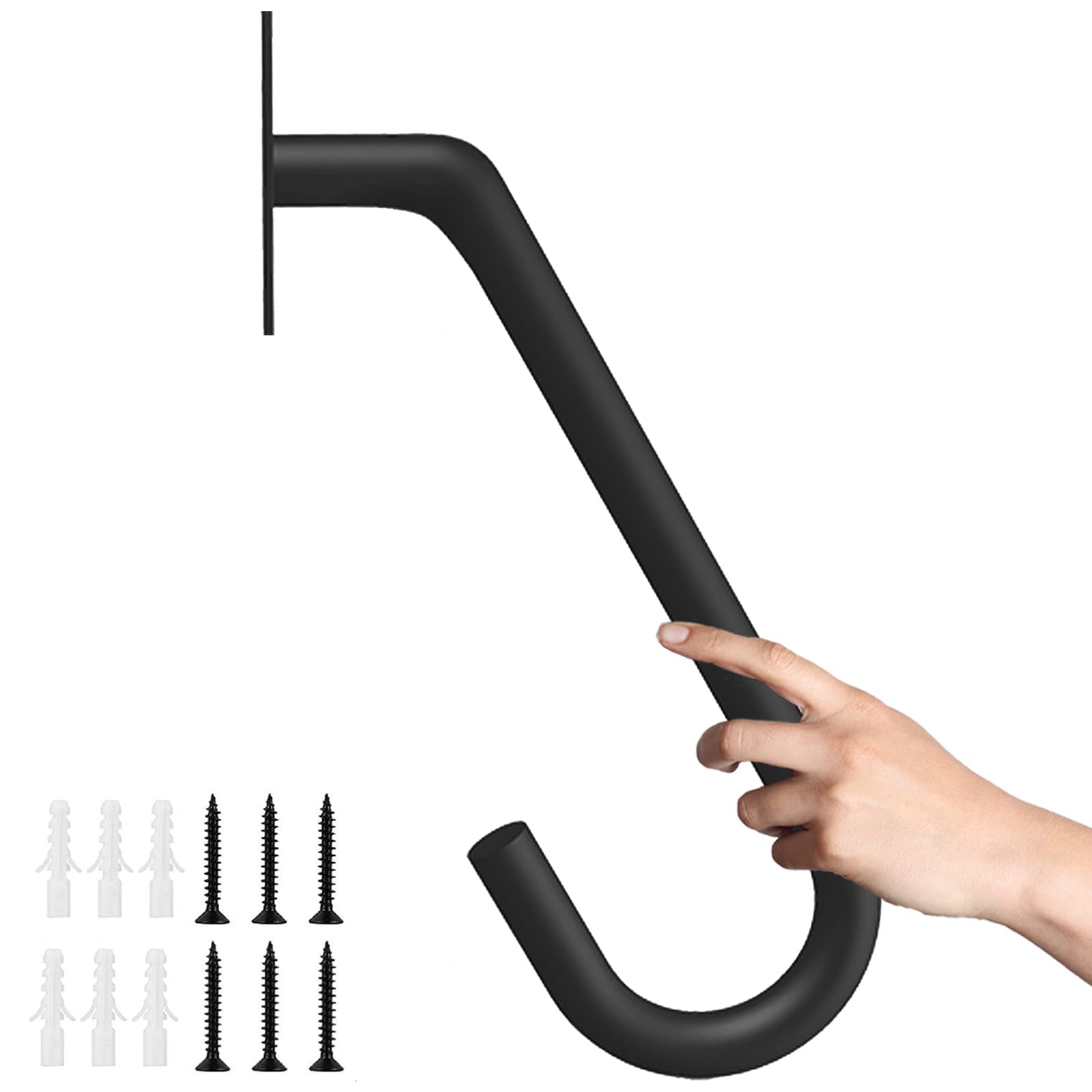 31.5"-9.5" L X 35.5" H Single Post Wrought Iron Handrails for Outdoor 1-3 Steps, Outdoor Stair Railing for Steps, Handrail for Garage Entrance, Porch (Black)