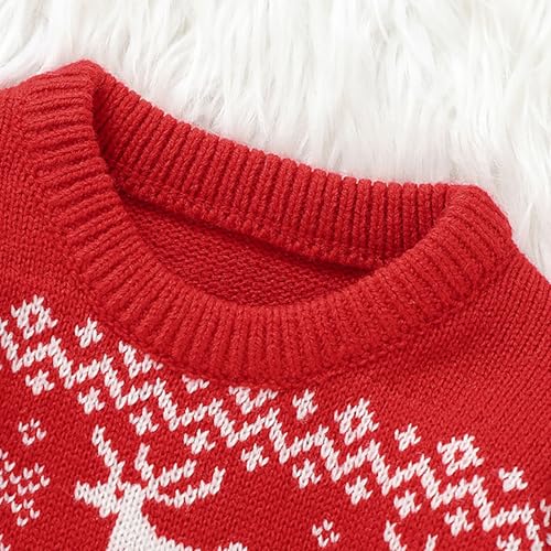 Toddler Kids Red Xmas Reindeer Knit Sweaters Cute Christmas Knitted Pullover Boys Girls New Year's Knitwear4