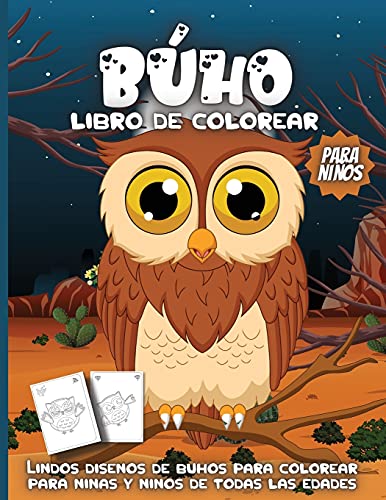 BÚHO Libro de colorear para niños: Libro Infantil para Pintar Dibujos de búhos para colorear