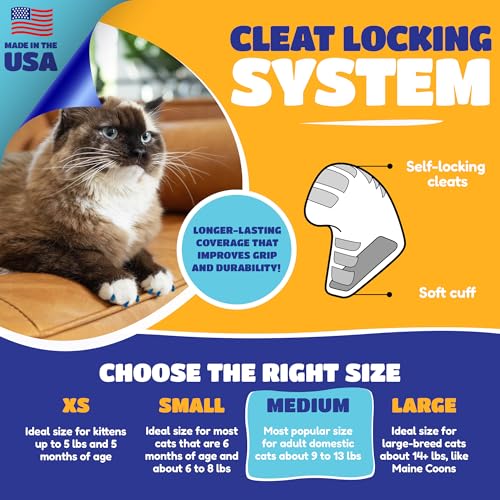 Soft Claws for Cats, Size Large, Color Summer (Blue & Red)