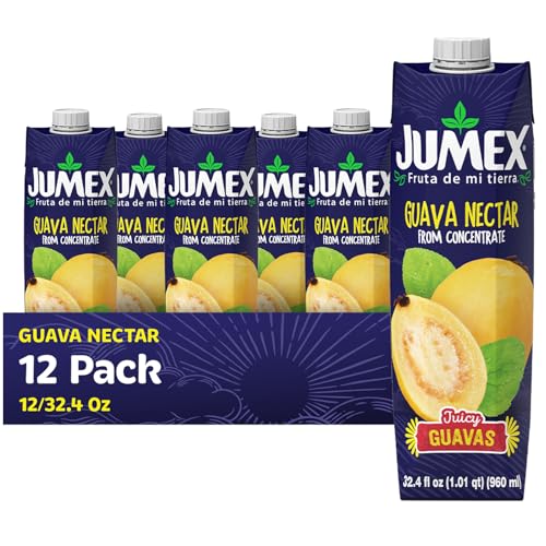 Jumex Guava Juice Nectar - Guava Nectar Made with Fresh Fruit Puree - Tropical Fruit Juice Concentrate for Smoothie Mix, Cocktail Mixers, Kids Drinks & Mexican Beverages - 32.4oz, 12 Pack Carton