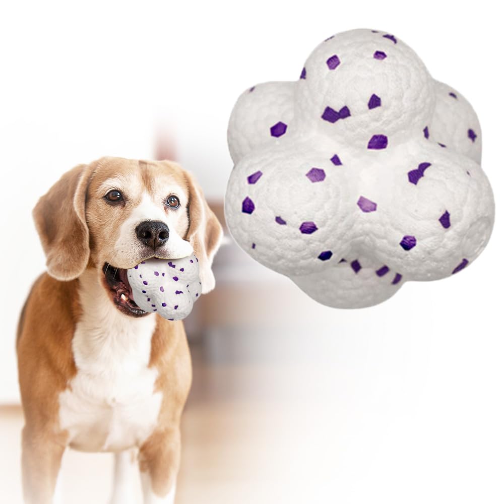 Mellow Dog Calming Ball - Indestructible Tennis Balls for Aggressive Chewers, Interactive Dog Toys (White)