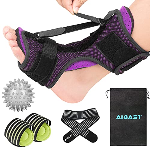 2021 Upgraded Plantar Fasciitis Brace, AiBast Night Splints for Plantar Fasciitis, Adjustable Ankle Brace Foot Drop Plantar Fasciitis Night Splint for Arch Foot Pain, Achilles Tendonitis Purple