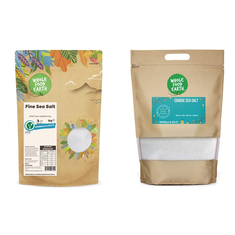 Fine Sea Salt 1kg | GMO Free | Additive Free & Coarse Sea Salt 1kg | GMO Free | Additive Free