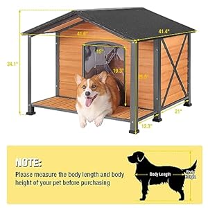   Aivituvin-Large-Dog-House-with-Anti-Chewing-Metal-Frame-Wooden-Dog-Kennel-for-Outdoor-with-Overhang-RoofLarge-Porch-Weatherproof-Roof