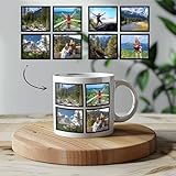 Customizable Photo Collage Coffee Mug, Personalized Ceramic Cup with Multiple Picture Slots, 11, 15, 20 ounce (8 Box (8 Images))