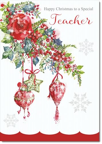 doodlecards Teacher Christmas Card Decorations Large A4 Size Christmas Card for Teacher with Plain Envelope