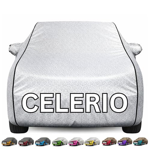 Image of Kayme Premium Silver Celerio Car Cover Waterproof for (All Models & Variants - Petrol, Diesel, CNG & EV) |Speacially Custom Fit with Mirror Pockets |All-Weather Protection - Outdoor Car Body Cover