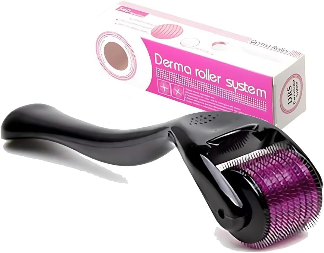 Derma Roller 1mm for Hair Growth| Microneedling Roller for Face Body Scalp| Derma Roller for Men & Women| Micro Needling Roller 540 Titanium Needle Home Use, Acne Marks, Cellulite Treatmment etc.