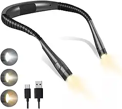 BEMMY Luz de Leitura Recarregável, Luz de Pescoço Dobrável com 3 Cores, Luminaria de Livro 1000mAh. A única Loja Autorizada "Bemmy-BR".