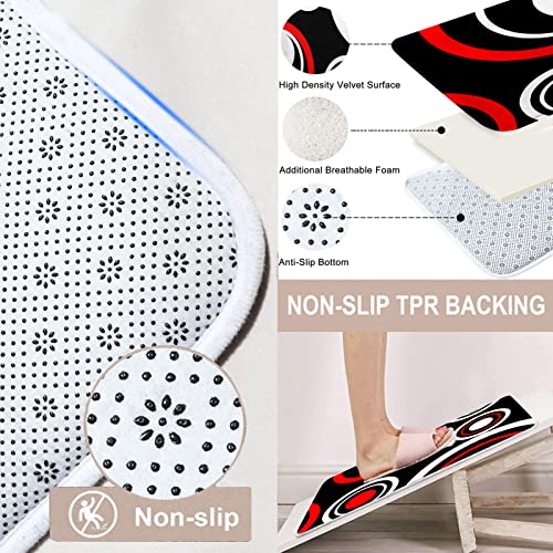 Artsocket 4Pc Shower Curtain Set With Rugs, Red And Black Geometric Circle Bathroom Set With Non-Slip Rug thumb #5