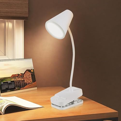 Miniatura 1 de Luz de libro de lectura, lámpara de escritorio LED, blanca, lámpara de escritorio con puerto de carga USB, de pie, clip, batería y USB de doble uso,