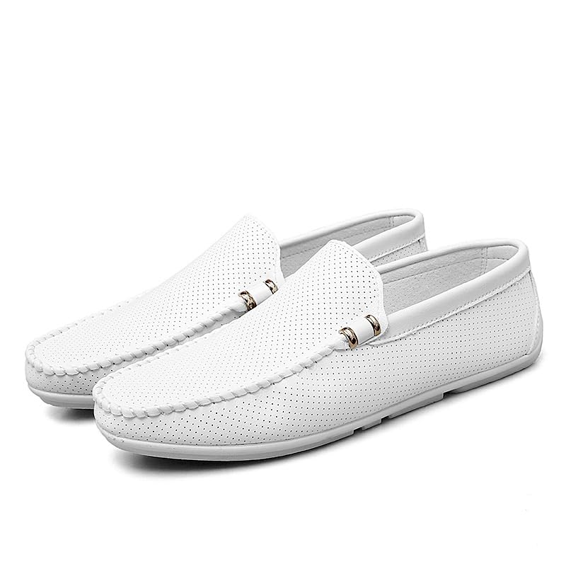 Men's Loafers Shoes Hollow Out Breathable Round Toe Vegan Leather Driving Loafers Flexible Lightweight Slip Resistant Classic Slip-on4