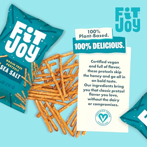 Image of FitJoy Sea Salt Pretzels (Pack of 6, 5 Oz) - Dairy, Nut & Gluten Free Snacks - Grain Free Cassava Root & Chickpea Flour Vegan Pretzel Sticks - Classic Snack Pretzels for Moms, Children and More