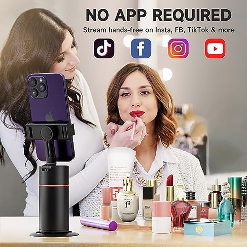 Image of Auto Face Tracking Tripod - 360 Rotation Auto Tracking Phone Holder, No App, Phone Camera Mount with Remote and Gesture Control, Rechargeable Smart Shooting Holder for Video Recording