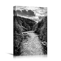Canvas Wall Art Expressive Landscape Chic Dramatic Duotone Hallway Landscape Mountain Photography - 12x18 inches