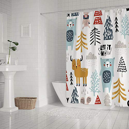 Rideau de douche en polyester résistant moisissure 72x72 avec 12 crochets