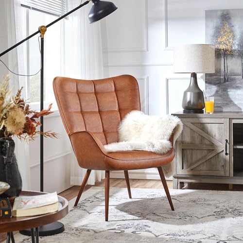 Yaheetech Leather Accent Chairs, Living Room Chairs Leather Large Armchairs Accent Chairs...