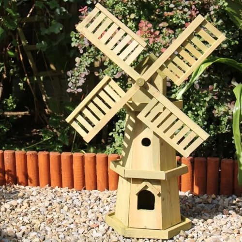 Moulin à vent extra large pour décoration de jardin en bois robuste