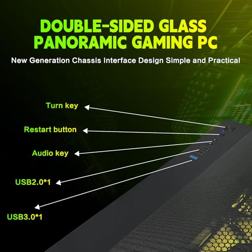 Gaming PC Desktop,Prebuilt Gaming Computer with,AMD Ryzen 7 5700X 3.4GHz,RTX5060 8GB GDDR7 DLSS4,32GB DDR4 RAM 3200MHz,1TB NVME SSD,ARGB Cooling Fan,Supply WiFi Support