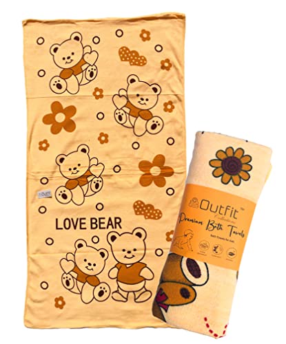 Image of Poly Cotton Bath Towel, Super Absorbent, Lightweight Soft, 270 GSM, Fade Resistant, 75 cm x 105 cm Medium, for Kids Boys /Girls, Pack of 1 (Orange)