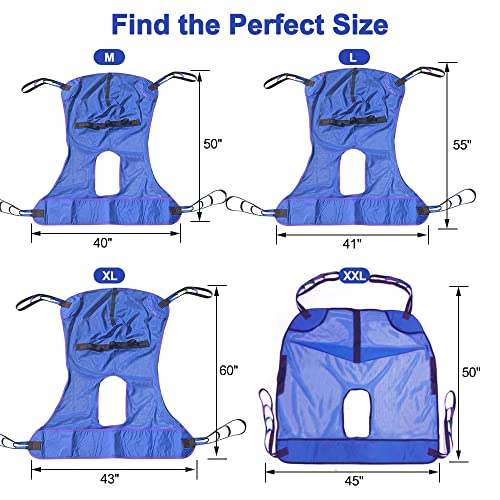 Universal Full Body Mesh Lift Sling with Commode Opening,Polyester Slings for Patient Lifts -Compatible with Hoyer, Invacare, McKesson, Drive, Lumex, Medline, Joerns (2X-Large) - Image 5