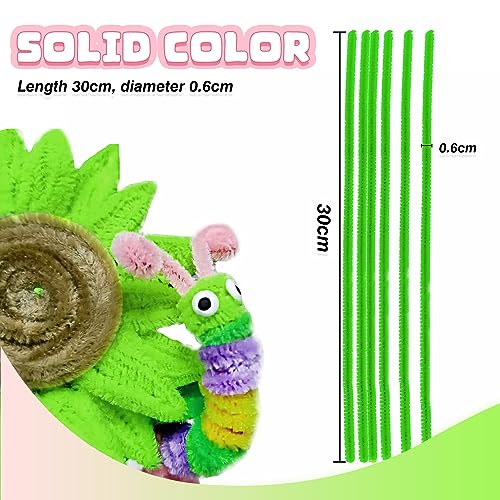 TOAOB 100pcs Fluorescent Green Pipe Cleaners for Craft 30cm Long Chenille Stem 6mm Thick Fuzzy Sticks Craft Supplies for DIY Flowers Projects Home Decorations - Image 2