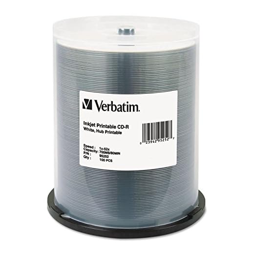 Verbatim CD-R 700MB 52X White Inkjet Hub Printable Recordable Media Disc - 100pk Spindle