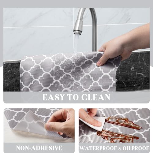 Glotoch Express QUATREFOIL GRAY SHELF LINER 12”X20FT Glotoch Non Adhesive Shelf Liner For Kitchen Cabinets, Non Slip Drawer Liners For Kitchen, Waterproof Cabinet Liners For Shelves,12 Inch X20Ft Shelf Paper Closet Liner thumb #4