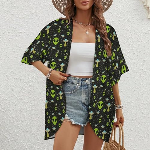 Dalmatian Print Summer Cardigan Women's Loose Cover Up Lightweight Open Front Casual Short Sleeve Blouse Beach Sleeve Tops2
