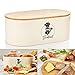 bambuswald© Panera de metal con tapa ecológica de bambú aprox. 33,5x18x13 cm | Panera para cruasanes, panes o panecillos | Panera con tabla de cocina | Panera